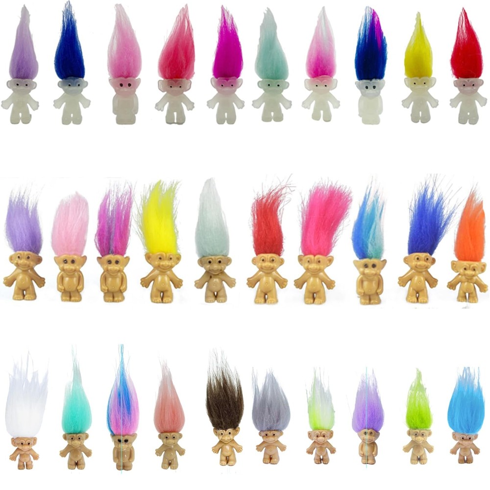 30pcs Luminous Mini Troll Dolls Glow in The Dark Vintage Action Figures Lucky…