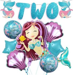 Mermaid 2nd Birthday Decorations For Girl – Pack of 8
