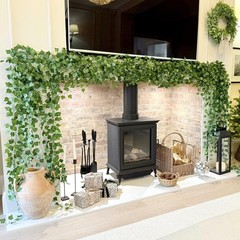 CQURE 12 Pack 84Ft Artificial Ivy Garland, Fake Vines UV Light Green