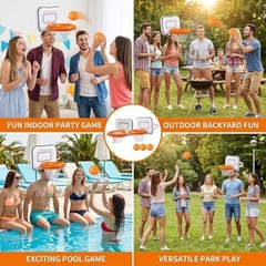 Inflatable Basketball Hoop, Basketball Party Decorations Set with 2 Basketball