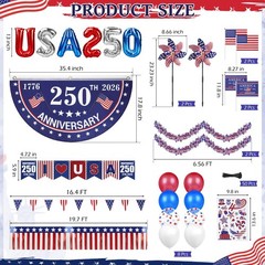 Patriotic Golf Cart Decorations Kit for 4th of July – Banner, Flags, Garland & M