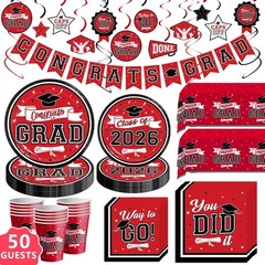 Complete 2026 Graduation Decor – 265 Disposable Pieces for Memorable Parties