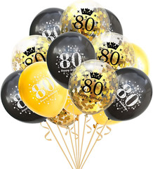 80Th Birthday Balloons Black and Gold 80Th Birthday Party Decorations for Men an