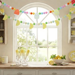 3 Pack Lemon Garland Decoration 6 ft Felt Summer Garland Colorful Fruit Ice P…