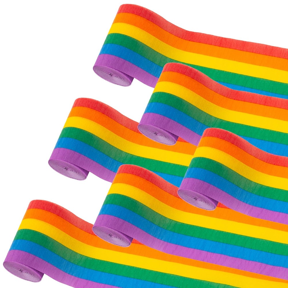 6 Rolls Rainbow Crepe Paper Streamers Colorful Crepe Rolls for Birthday Wedding