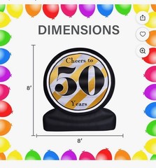 8 ft Inflatable “Cheers to 50 Years” 50th Birthday Yard Decor w/ LED Lights