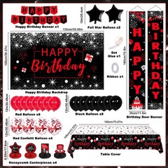 Black and Red Birthday Decorations for Men Women Boys Girls, Black and Red Pa…