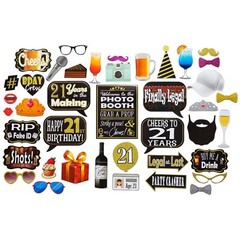 21st Birthday Photo Booth Props 41-pc Kit 8×10-Inch Sign Photo Booth Props