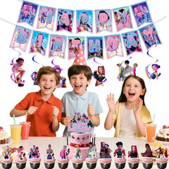 Anime Party Decorations, Cartoon Happy Birthday Decorations, Banner Suit, Includ