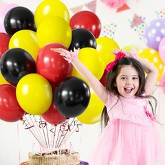Red Black Yellow Balloon, Black with Printed Balloons, 50pcs 50 count Cartoon