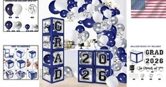 Class of 2026 Blue Graduation Decorations Balloon Arch Kit 4 Balloons Boxes GRAD
