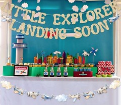 Little Explorer Landing Soon Banner Airplane Garland for Blue Airplane Baby S…