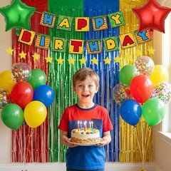 Mario Theme 6th Birthday Party Decorations Kit