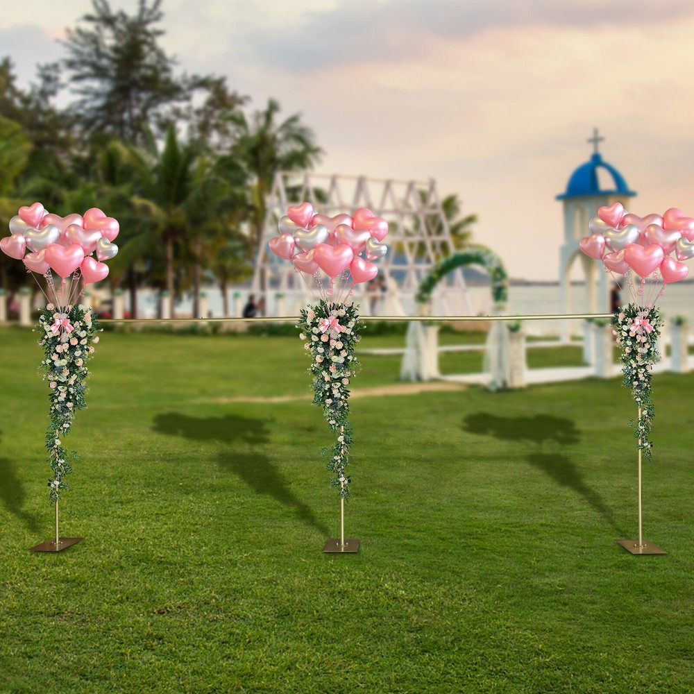 Gold Steel Freestanding Backdrop Stand Adjustable 1.5 × 3m To 3 × 6m For Wedding