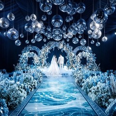 4PCS 7″ Disco Balls Decoration with Hanging Ring for DJ Club Wedding Blue
