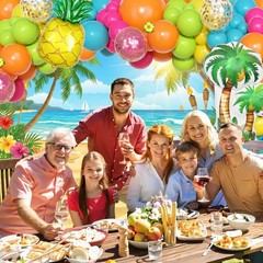 189 Pcs Tropical Balloon Arch Garland Kit Hawaiian Luau Party Decorations Set
