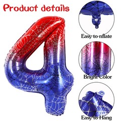 40 Inch Red Blue Number Balloon No.4, Red Blue Foil Number Balloon for , Them…