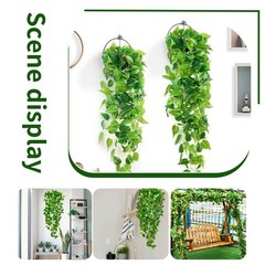 Fake Hanging Plants Vines(2pcs)for Room Decor, Artificial Ivy Greenery Green