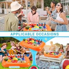 FillTouch Rectangular Inflatable Serving Bar Floating Drink Holder for Pool I…