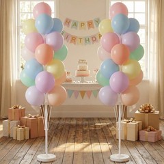 Pastel Balloon Column Kit Set of 2 With Macaron Latex Balloons Stand Included…