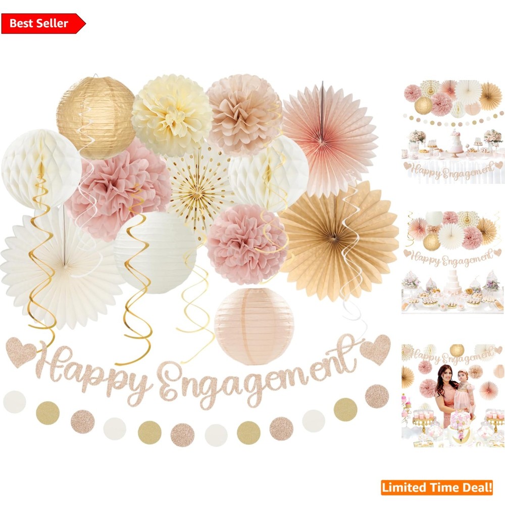 Champagne Gold Boho Engagement Decor Kit – 21PCS Beautiful Party Essentials