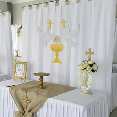 First Communion Baptism Decor Felt Cross Dove Gold Silver God Bless Wall Decorat