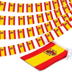 Spain String Flag Pennant Banner, Small Mini Spanish Flags Bunting Banner,