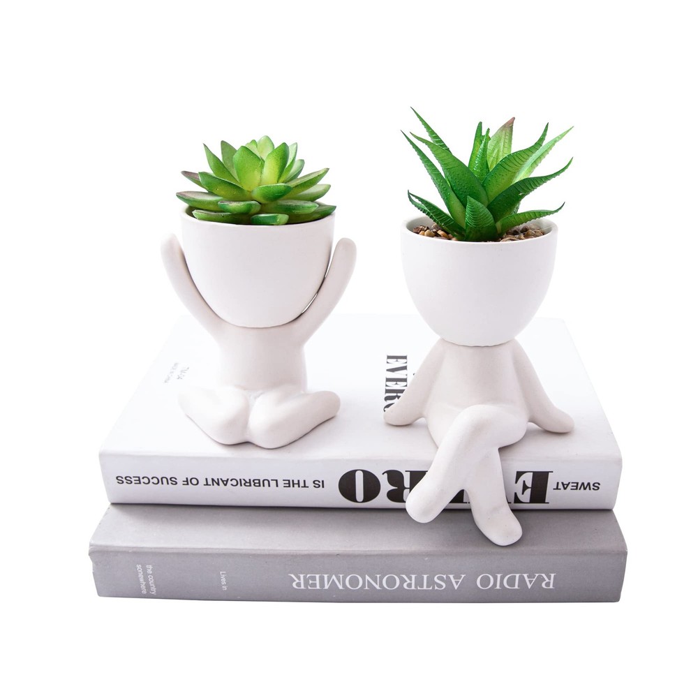 VENY TAYA 2 PCS Unique Artificial Plants A, Morden White Figurine (1 Pair)
