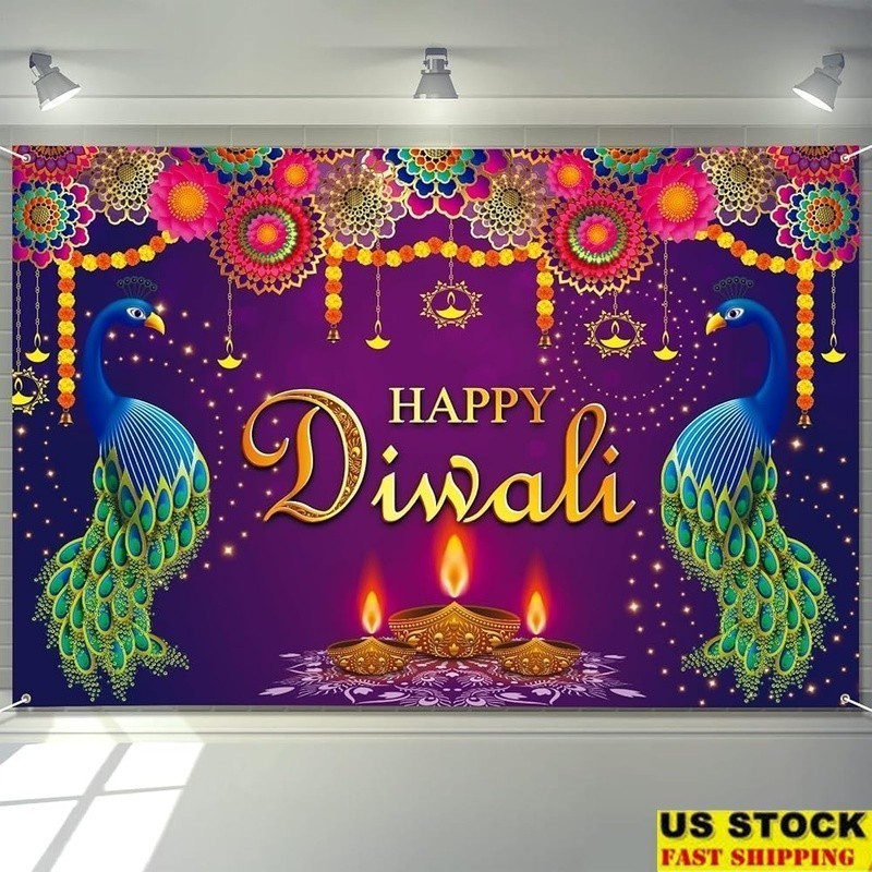 Diwali Backdrop Banner High Quality Polyester Party Decoration Photo Prop New