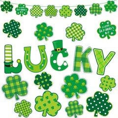 77Pcs St. Patrick’s Day Shamrock Cutouts Decorations Green Lucky Irish Paper…