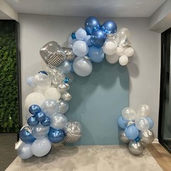Blue Balloon Arch kit, Blue and White Balloon Garland with 22 Inch Disco Ball…