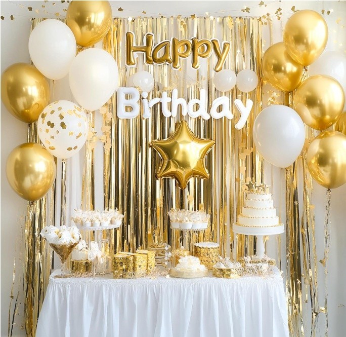 PartyWoo Gold Foil Fringe Curtain 3 Pack Party Backdrop Decorations USA SELLER