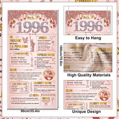 30Th Birthday Decorations for Women, Rose Gold Back in 1996 Door Cover Decor, Th