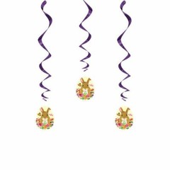 Floral Easter Bunny Hanging Swirls 3 Ct