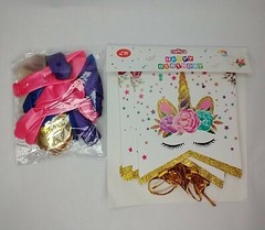 Happy Birthday Banner Unicorn Theme Party Pink Purple Clear Balloons