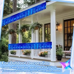 4 Pack Each 10Ft Foil Fringe Garland Parade Floats for Trailer Car, Glitter B…