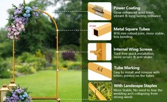 6 FT Wedding Arch Frame Backdrop Stand for Party, Balloon Arch Stand, Wedding