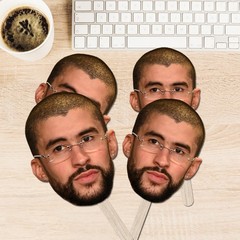 Bad Bunny on a Stick, Big Head Cutouts, Funny Party Prop, Concert Fan Gift