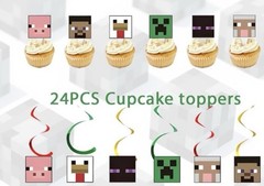40 Pcs Minecraft Party Decorations Birthday Supplies