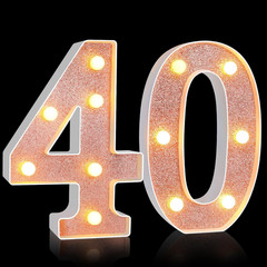 8.7» Birthday Decorative LED Light up Numbers, Glitter Marquee Number Sign for