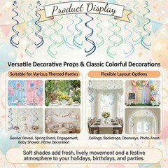 64 Pcs Blue Green Paper Swirl Decorations Party Hanging Ceiling Streamers Swi…