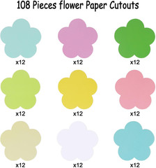 108 pcs Spring Flowers Paper Cutouts,Assorted Color Cut Outs Double Printed with