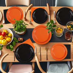 96Pcs Orange and Black Graduation Party Decorations Orange and Black Plates and