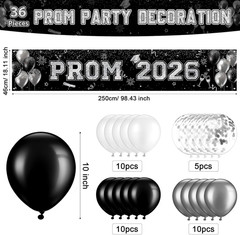 36 Pcs Graduation Prom Banner Decorations for Party 2026, Prom 2026 Congrats Gra