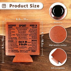 Funny 80th Birthday Gift – Vintage 1946 Leather Beer Cooler Sleeve for Him/Her