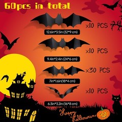 60PCS Halloween Decorations, 4 Different Sizes Realistic Waterproof PVC Black…