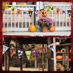 49 Inch Halloween Banners 2 Pcs Flags Haunted Mansion Pumpkin Ghost Signs Wal…