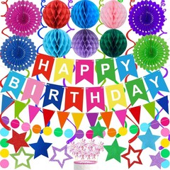 Birthday Decorations Colorful Happy Banner Paper Colorful,