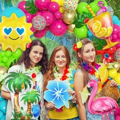 168Pcs Tropical Balloons Arch Garland Kit, Luau Flamingo Summer Beach Party D…