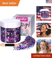 80g Red White Blue Body Glitter Gel – Perfect for 4th of July Celebrations